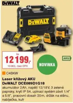 DEK DeWalt laser křižový aku Dce89D1g18 nabídka