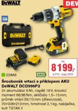 DEK Dewalt šroubovák vrtací s příklepem aku dcd996p2 nabídka