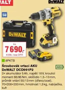 DEK DeWalt šroubovák vrtací AKU DeWALT DCD991P2 nabídka