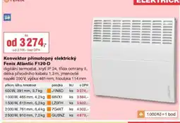 DEK Fenix konvektor přímotopný elektrický Atlantic F120-D nabídka