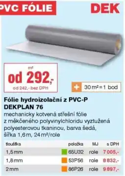 DEK Dek fólie hydroizolační z pvc-p dekplan 76 nabídka