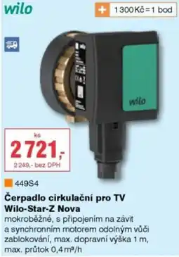 DEK Čerpadlo cirkulační pro tv wilo-star-z nova nabídka