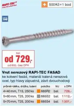 DEK Rapi-tec vrut nerezový fasad nabídka