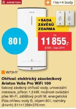 DEK Ariston ohřívač elektrický zásobníkový Velis Pro WiFi 100 nabídka