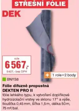 DEK Dek fólie difuzně propustná dekten pro ii nabídka