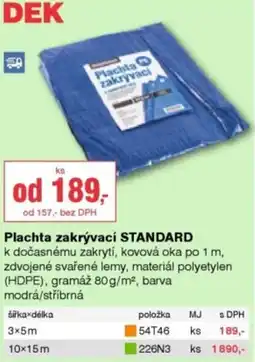 DEK Plachta zakrývací standard nabídka