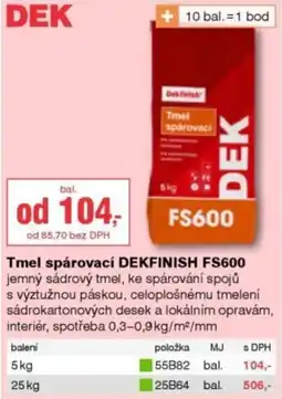 DEK Dekfinish tmel spárovací fs600 nabídka