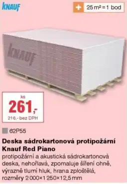 DEK Knauf Deska sádrokartonová protipožární Red Piano nabídka