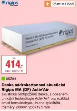 DEK Rigips deska sádrokartonová akustická ma (df) activ'air nabídka