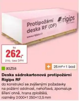 DEK Rigips deska sádrokartonová protipožární RF nabídka