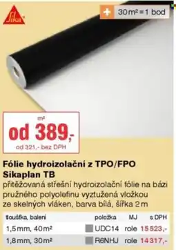 DEK Fika fólie hydroizolační z tpo/fpo sikaplan tb nabídka