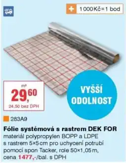 DEK DEK FOR fólie systémová s rastrem nabídka