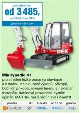 DEK DEK Minirypadlo 4t nabídka