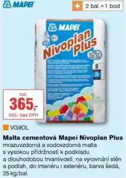 DEK Malta cementova Mapei nivoplan plus nabídka