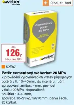 DEK Potěr cementový weberbat 20 mpa nabídka