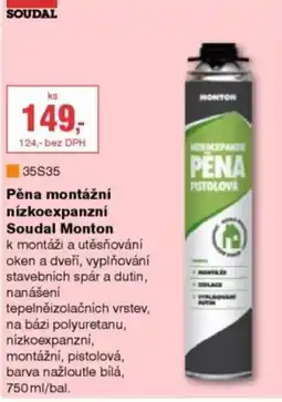 DEK Soudal Monton pěna montážní nízkoexpanzní nabídka
