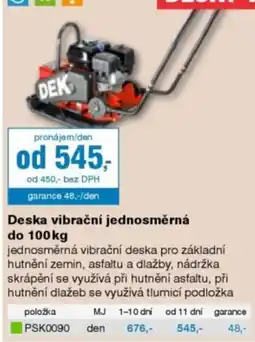 DEK Dek deska vibrační jednosměrná nabídka