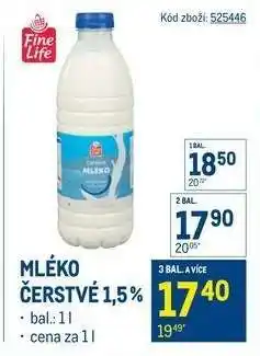 Makro Mléko čerstvé 1,5 % nabídka