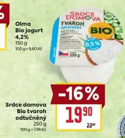 Billa Srdce domova Bio tvaroh odtučněný nabídka
