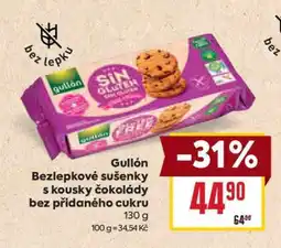Billa Gullón Bezlepkové sušenky s kousky čokolády bez přidaného cukru nabídka