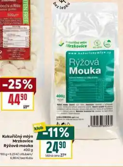 Billa Kukuřičný mlýn Mrzkovice Rýžová mouka nabídka