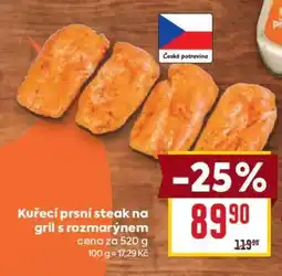 Billa Kuřecí prsní steak na gril s rozmarýnem nabídka
