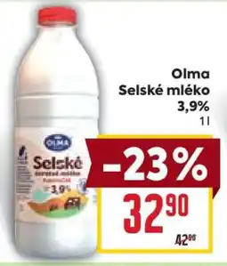 Billa Olma Selské mléko 3,9% nabídka
