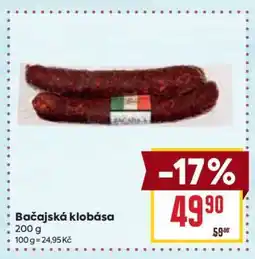 Billa Bačajská klobása nabídka