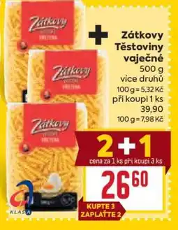 Billa Zátkovy Těstoviny vaječné nabídka