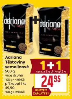 Billa Adriana Těstoviny semolinové nabídka