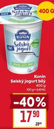 Billa Kunín Selský jogurt bílý nabídka