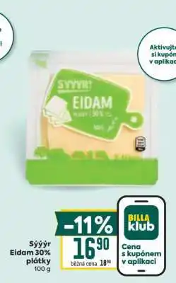 Billa Sýýýr Eidam 30% Plátky nabídka