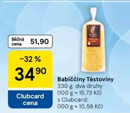 Tesco Babiččiny těstoviny nabídka