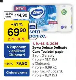Tesco Zewa Deluxe Delicate Care Toaletní papír nabídka