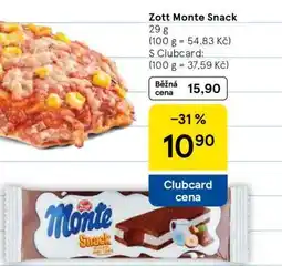 Tesco Zott Monte Snack nabídka