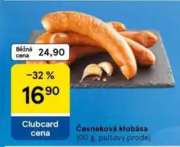 Tesco Česneková klobása nabídka