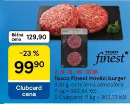 Tesco Tesco Finest Hovězí burger nabídka