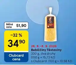 Tesco Babiččiny těstoviny nabídka