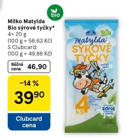 Tesco Milko Matylda Bio sýrové tyčky nabídka