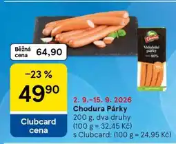 Tesco Chodura Párky nabídka