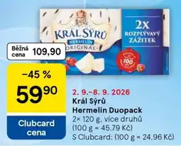 Tesco Král sýrů Hermelín duopack nabídka