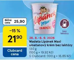 Tesco Madeta Lipánek Maxi smetanový krém bez laktózy nabídka
