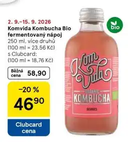 Tesco Komvida Kombucha Bio fermentovaný nápoj nabídka