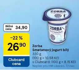 Tesco Zorba SMETANOVÝ JOGURT BÍLÝ nabídka