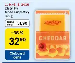 Tesco Zlatý sýr Cheddar plátky nabídka