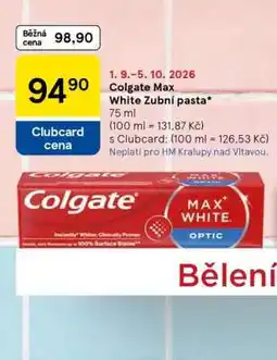 Tesco Colgate Max White zubní pasta nabídka