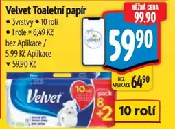 Albert Velvet Toaletní papír nabídka