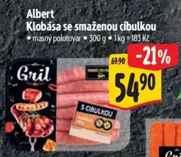 Albert Albert Klobása se smaženou cibulkou nabídka