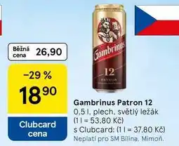 Tesco Gambrinus Patron 12, 0.5 l, plech, světlý ležák nabídka