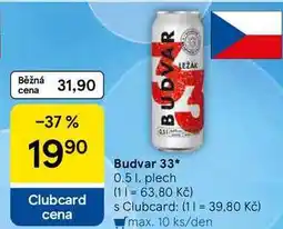 Tesco Budvar 33 plech nabídka